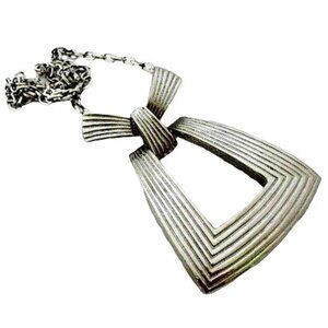 Vintage Doorknocker Pendant Necklace - Abstract Design - 90s Statement Jewelry